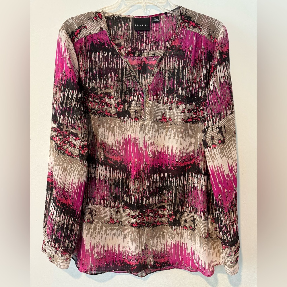 Tribal women’s pink multicolored blouse Size 12